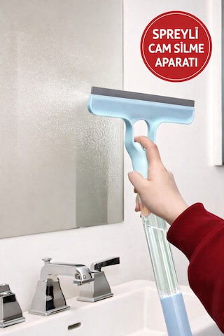 4 Ü 1 Arada Spreyli Cam Silme Aparatı Çekçekli Camsil, Fırçalı Pencere & Ayna Temizleyici Diğer