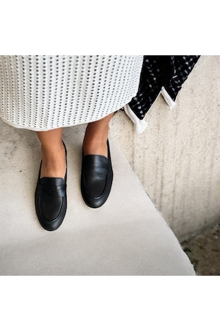 Ne&ve Shoes Siyah Hakiki Deri Kadın Loafer Ayakkabı