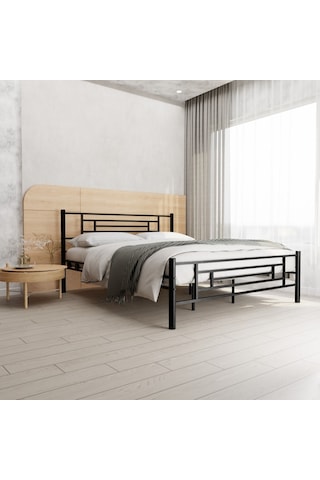 Manolya Çift Kişilik Metal Karyola A Kalite, Ses Çıkarmaz ,ölçülü Model Karyola Siyah
