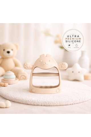 Tgm Baby Ultra Premium Silikon Tavşan Eldiveni Diş Kaşıyıcı Özel Taşıma Kablı Açık Pembe