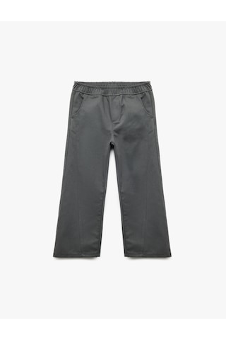 Koton Pamuklu Beli Bağcıklı Bol Kesim Gabardin Pantolon Gri 7wkb40017tw