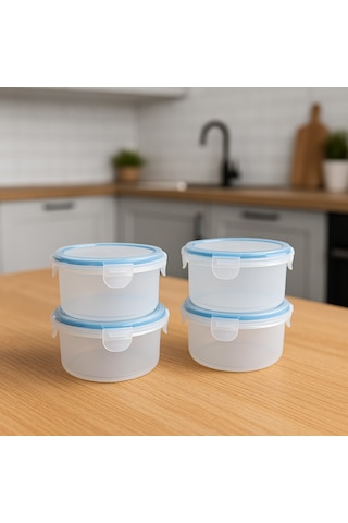 Mini Erzak Saklama Kabı Seti 4'lü Bpa Free Gıda Kutusu Bpa Free Hava Almaz 350 Ml Şeffaf