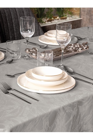 Cotton Box Jakarlı Dertsiz Masa Örtüsü Lavinia Gri 155x220