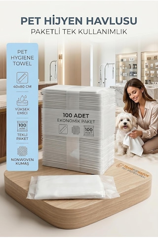 Transformacion Pet Havlusu - Kedi Köpek Banyo Havlusu Tek Kullanımlık Kuru Havlu 40x80 Cm 100 Adet 721808