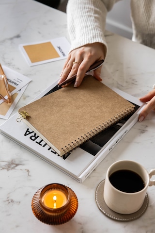 A5 Kraft Karton Kapak 70 Yaprak 110 Gram Noktalı Not Defteri Noktalı Kraft