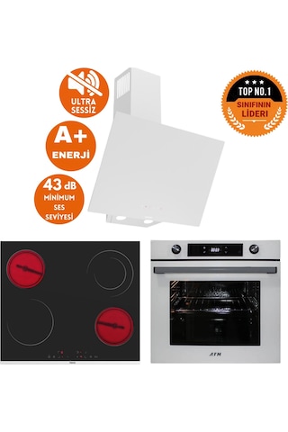 Afm Tech Ve Ferre Reew Sessiz Vitro Elektrikli Beyaz D078-SA + MS263 + FM7701 Ankastre Set