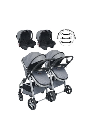 Baby Home 950 Ayrılıp Birleşebilen Travel Sistem İkiz Bebek Arabası