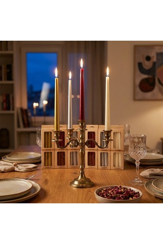 4pcs Candle Metalik Renkler Şamdan Mum 25cm