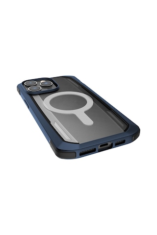 Apple Uyumlu iPhone 14 Pro Max Kılıf Magsafeli Raptic Secure Serisi Çift Kat Tpu Kenarlı Şeffaf Kapak Lacivert