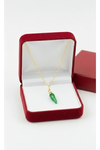 Çekirdekjewelry 925 Ayar Gümüş Yeşil Biber Kolye Yeşil