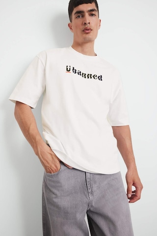 Defacto %100 Pamuk Loose Fit Bisiklet Yaka Baskılı Kısa Kollu Tişört F5731ax25auer105 Ekru