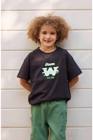 Luess Erkek Çocuk Oversize %100 Pamuklu Kalıp Baskılı Siyah Tişört 2-3 Yaş 8-9 Yaş -siyah Siyah