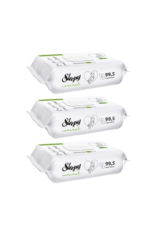 Sleepy Islak Havlu Mendil 90 Yaprak Natural Yenidoğan 3 Lü Set 270 Yaprak Plastik Kapaklı