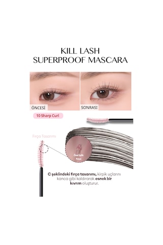 Kalıcı, Kirpikleri Dipten Uca Kıvıran Maskara Clıo Kill Lash Superproof Mascara 010 Sharp Curl 10