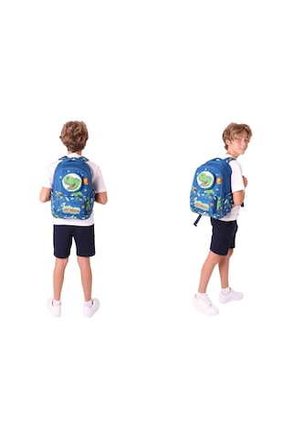 Kaukko Kids Toys Erkek Çocuk Lacivert 3d Dinazor Şekilli İlkokul Çantası Ve Kalemlik Seti L5252+l8252 Lacivert