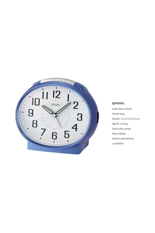 Seiko Qhk059l Sessiz Saniyeli Aydınlatmalı Bell Sesli Alarm 5 Dk Ertelemeli Masa Saati Çok Renkli