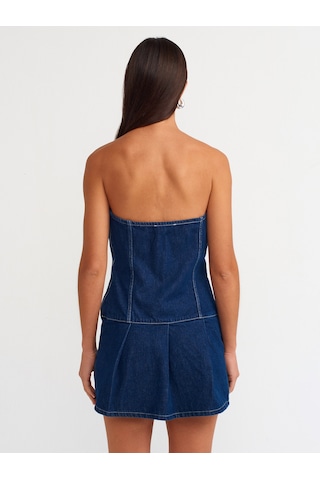 Dilvin Mini Denim Elbise Lacivert