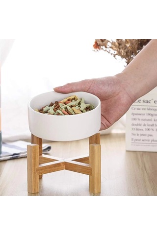 Matgo Pati Çam Ağacı Kedi Köpek Beslenme Mama Su Kabı Seramik Kaseli 2'li 500 ML