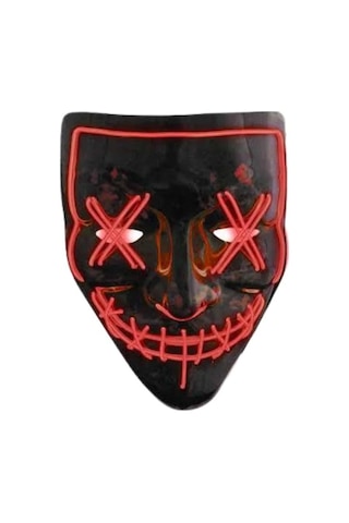 Derinstok Hallowen Parti Maskesi Neon Led Işıklı Maske 3 Modlu Cadılar Bayramı Maskesi