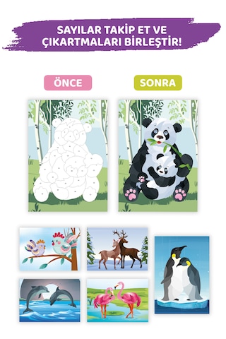 Mert Bebek Sticker Puzzle Kitabı Hayvanlar 4-6 Yaş 170+ Sticker Eğitici Aktivite Kitabı