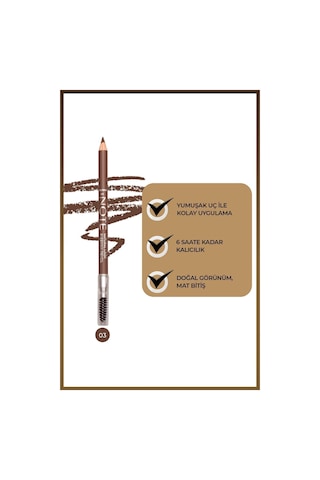 Note Cosmetique Natural Eyebrow Pencil Waterproof Çift Taraflı Suya Dayanıklı Kaş Kalemi 03 Brown - Kahve