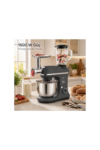 Fakir MixyTrio 1500 W 3’ü 1 Arada Stand Mikser