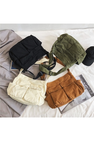 Vkemall Erkek Kadın Unisex Çanta: İş Çıktısı Tarzı Tek Omuzlu Askılı, Kanvas Malzeme, Geniş Hacimli, Öğrenci Ve Spor İçin Siyah