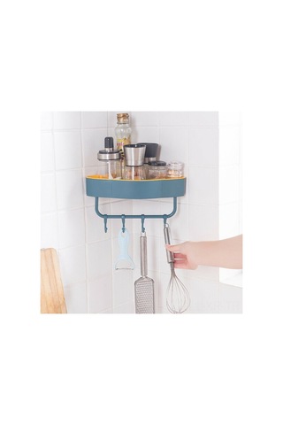 Xiyyadms Sunsıom Duş Odası Köşe Rafı, Deliksiz Montajlı, Su Akışlı Tasarım, 4 Çekmeceli Kuru, Havlu Ve Gereç Depolama, Mavi, Pp Malzeme, 22.5x11 Cm Koyu Mavi