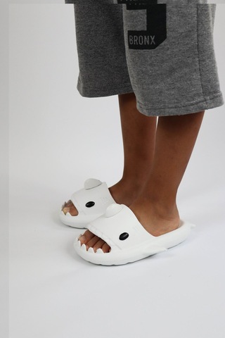 Wagoon Wg500 Köpekbalığı Beyaz Unisex Tam Ortopedik Terlik Shark Slides Cocuk Beyaz