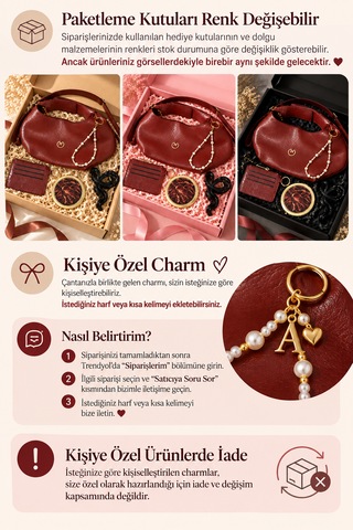 Elpida Bags Kadın Siyah Omuz Çantası Ve Aksesuar Hediye Seti Çanta, Kartlık, Cep Aynası, Toka Ve Charm