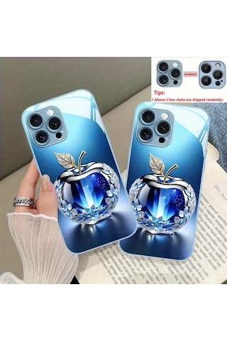 Willowhaven Mavi Kristal Elma Desenli iPhone Uyumlu 16 Pro Max Kılıf Lüks  Seçeneği