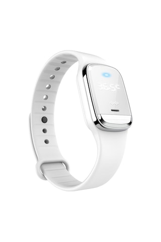 Teltree M20 Beyaz Ultrasonik Sıcaklık Ölçer Kovucu Bileklik - Kimyasal Yok, Dijital Ekranlı, Dışarıda Taşınabilir, Çocuklar İçin Güvenli