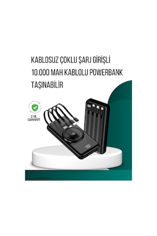 10000mah Kablosuz Ve Hızlı Şarj Destekli Powerbank Taşınabilir Şarj Gücü Diğer 03140679