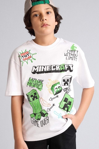 Defacto Mınecraft Oversıze Tişört Erkek Çocuk G8885a826smwt34 Beyaz-wt34