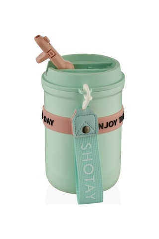 Shotay Strow Çelik Termos Mug 410ml Yeşil Yeşil