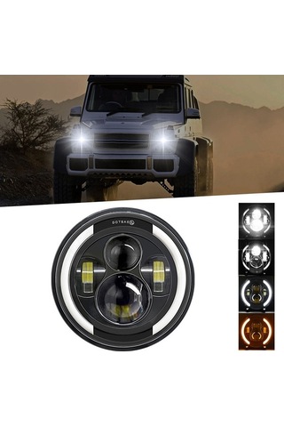 Maoyaya 7 Araba Motosiklet Drl İle Dönüş Led Far Siyah 1 Adet, Araba Ve Motosiklet İçin Siyah