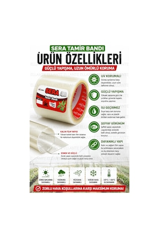 Sera Tamir Bandı 100 Mm X 25 Metre Şeffaf Uv Dayanımlı Güçlü Yapışkanlı Sera Naylonu Onarım Bandı