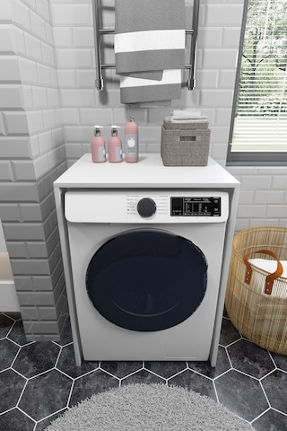 Çamaşır Makinesi Dolabı Kurutma Makinesi Uyumlu Kapaksız Dolap 91.8 X 67.3 X 60 Cm Beyaz