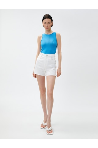 Koton Crop Atlet Bisiklet Yaka Kolsuz Mavi 3sak10015ek 3SAK10015EK637