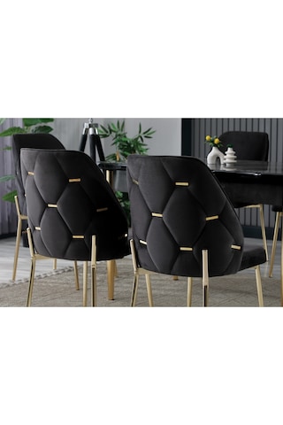 Fier 6 Kişilik Yemek Masası Takımı Siyah
