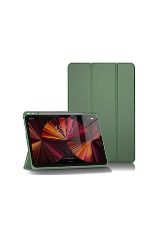 Newface Apple İpad Pro 11 2024 Kılıf Tablet Smart Kılıf - Koyu Yeşil Arka Kapak
