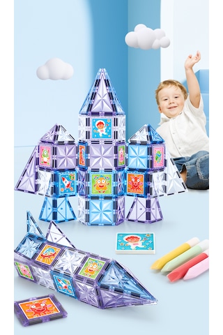 Magnepaint 58 Parçalı Premium Manyetik Oyuncak/bloklar Seti Boya