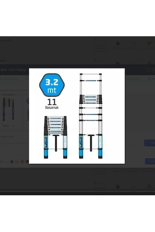 Tyson Alüminyum Teleskopik Merdiven 320 Cm - 11 Basamak 11 Basamaklı 320 Cm'ye Kadar Uzayan