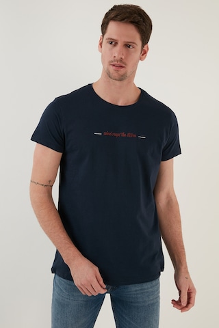 Buratti Pamuklu Slim Fit Bisiklet Yaka Erkek T Shirt 541Wind Lacivert