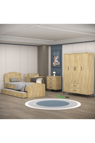 Garaj Home Yaren 4 Kapaklı Genç Odası Takımı - Meşe Diğer