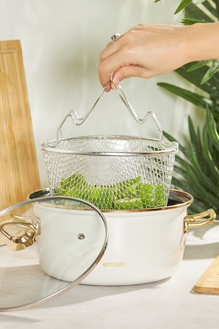 Emsan Nostalji Emaye Kızartma Tenceresi Bej