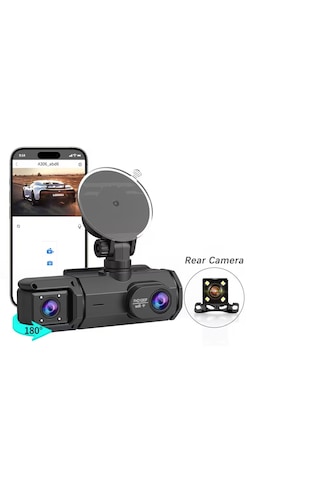 3 Kameralı 1080p Hd Araç İçi Kayıt Cihazı Gece Görüş, Geri Görüş, Lcd Ekran, G-sensör, Lcd Ekran