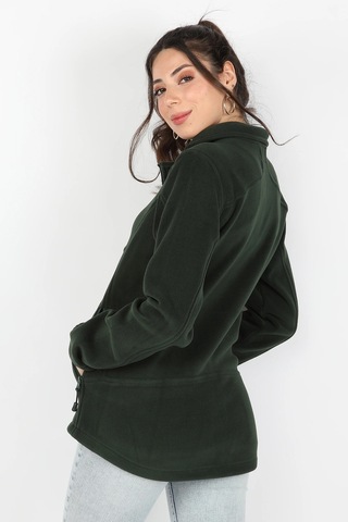 Kadın Balıkçı Fermuarlı Sweatshirt Yeşil