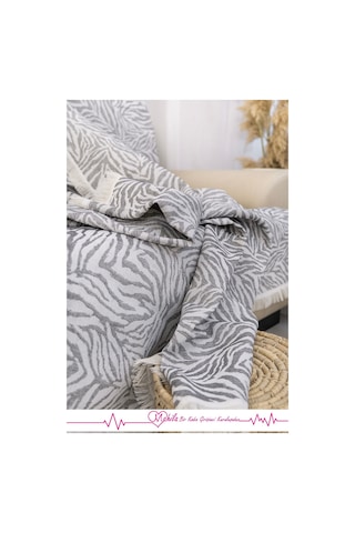 Klasik Pamuklu Koltuk Örtüsü 160x220 Cm Zebra Desen Koltuk Örtüsü Antrasit