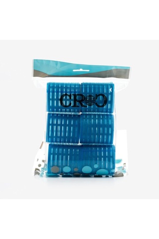 Lexroo Croc 1214 Mega Boy Bigudi 6lı + Saç Pensi 12li Cırtlı - Yapışkanlı Bigudi Mavi